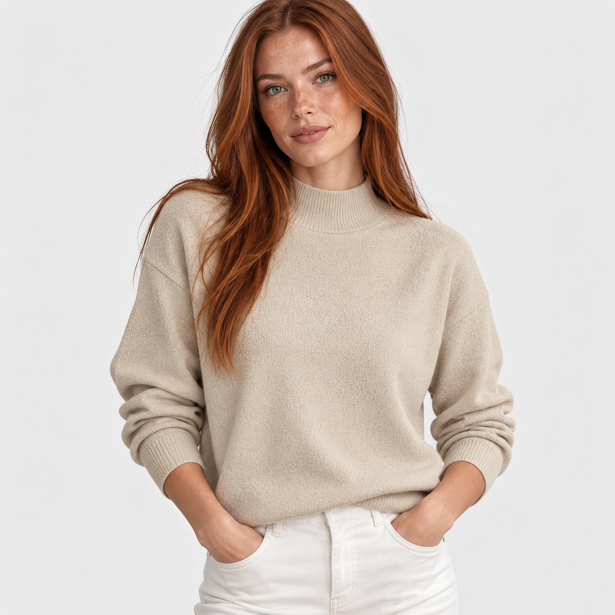 Women’s Minimalist Mock Neck Sweater Fall Winter Wear