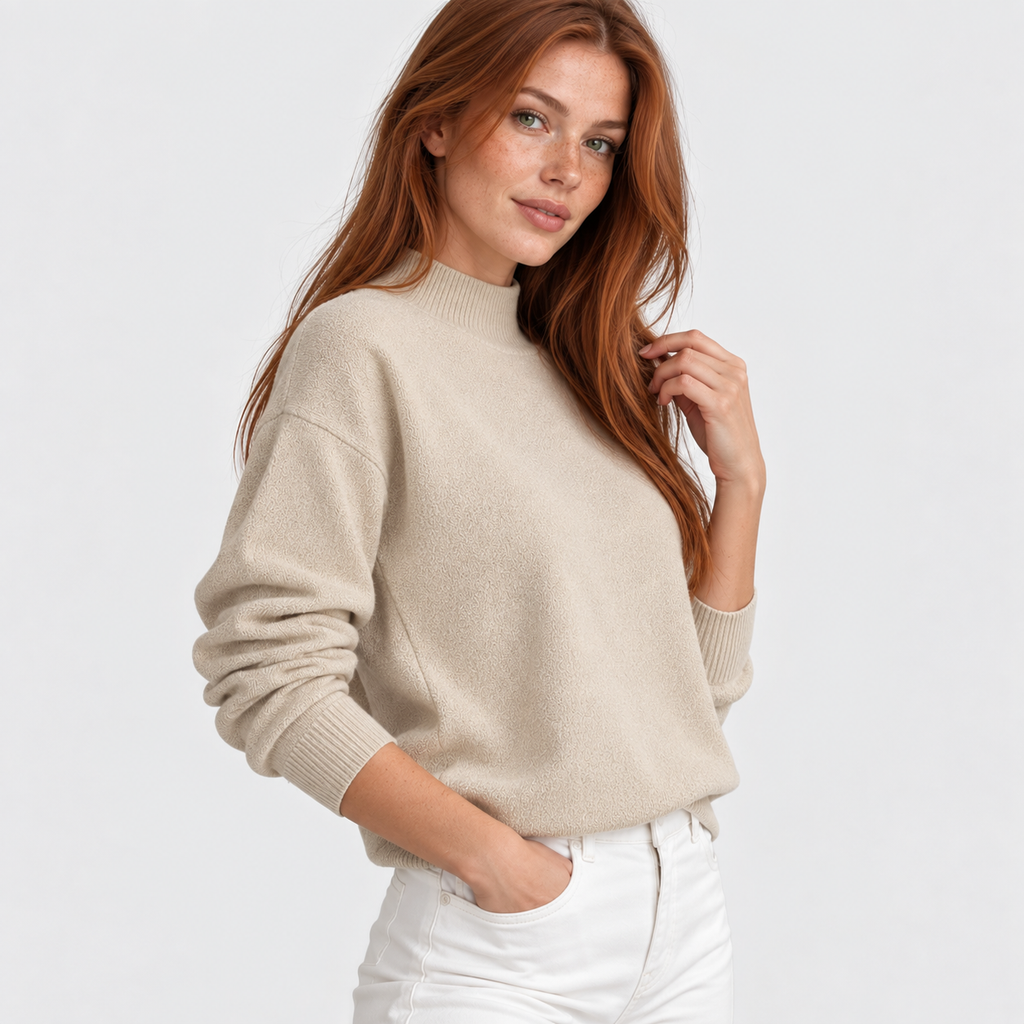 Women’s Minimalist Mock Neck Sweater Fall Winter Wear