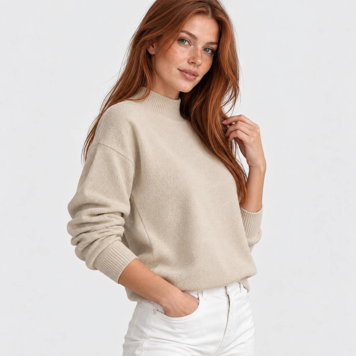 Women’s Minimalist Mock Neck Sweater Fall Winter Wear
