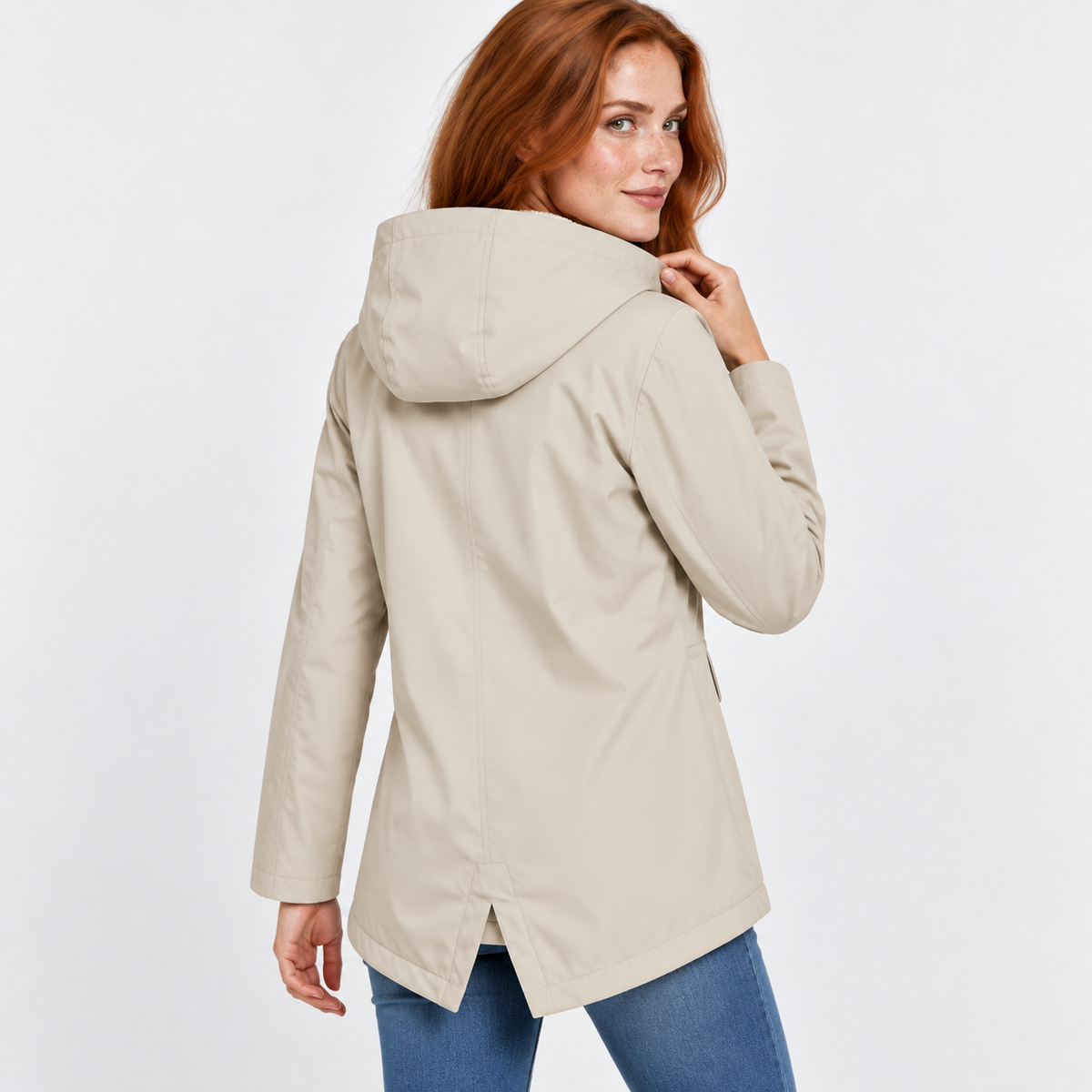 Women’s Warm Hooded Coat Plush Lined Casual Jacket