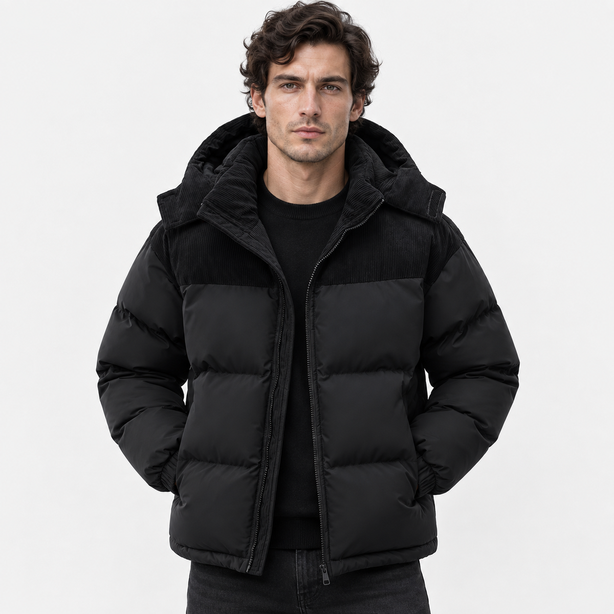Men’s Long Hooded Puffer Jacket Warm Winter Coat