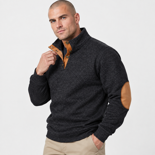 Men’s Collared Neck Pullover Sweater Solid Color Style