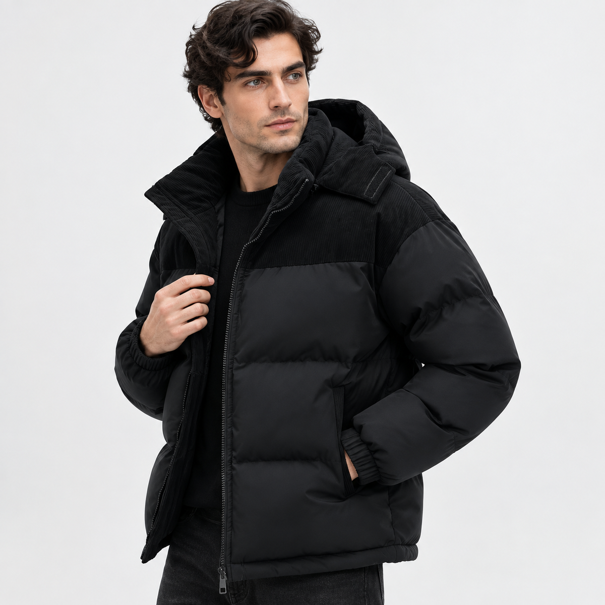 Men’s Long Hooded Puffer Jacket Warm Winter Coat