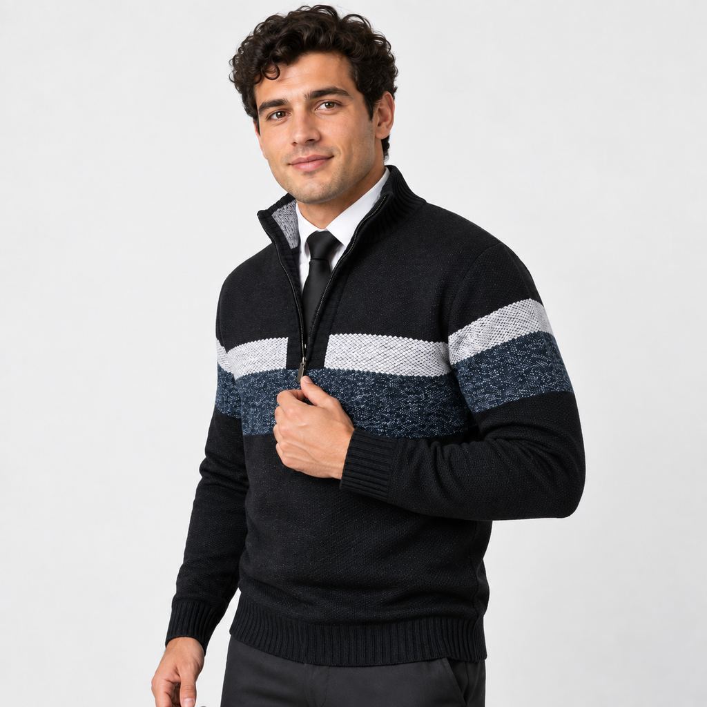 Men’s Stand Collar Pullover Sweater Warm Outerwear