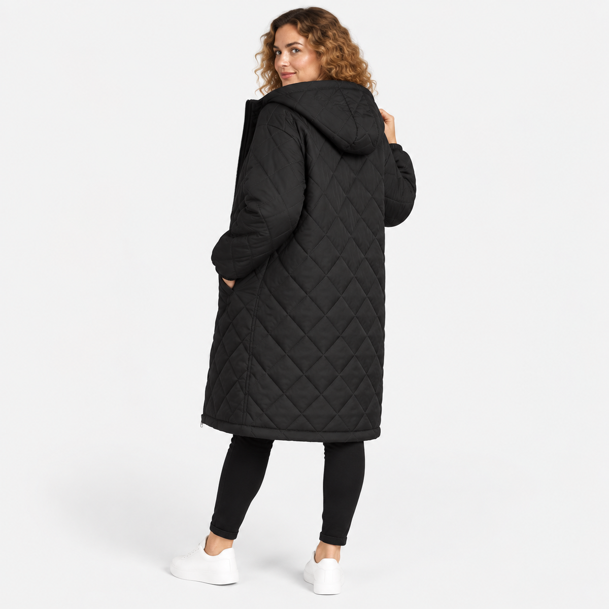 Women’s Long Hooded Puffer Coat Fleece Lined Winter Jacket