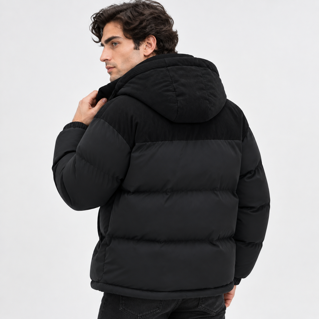 Men’s Long Hooded Puffer Jacket Warm Winter Coat