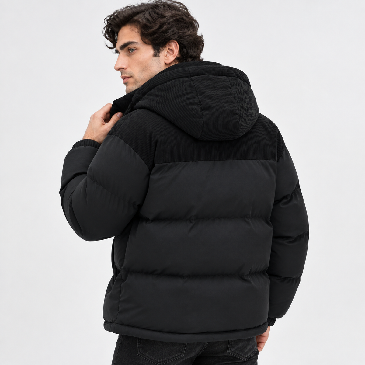 Men’s Long Hooded Puffer Jacket Warm Winter Coat