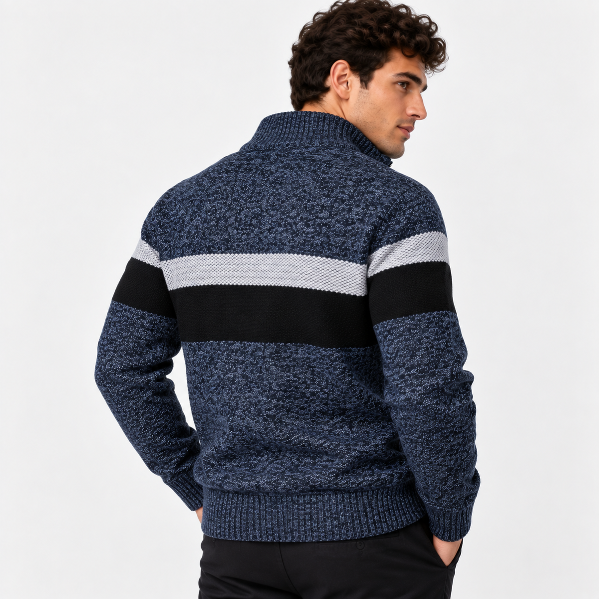Men’s Stand Collar Pullover Sweater Warm Outerwear