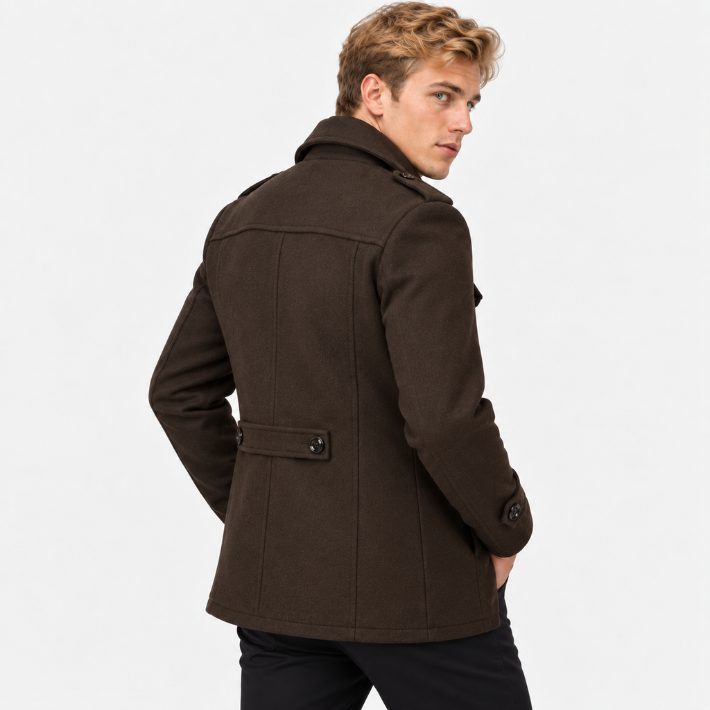 Men’s Wool Overcoat Notch Lapel Business Casual Outerwear