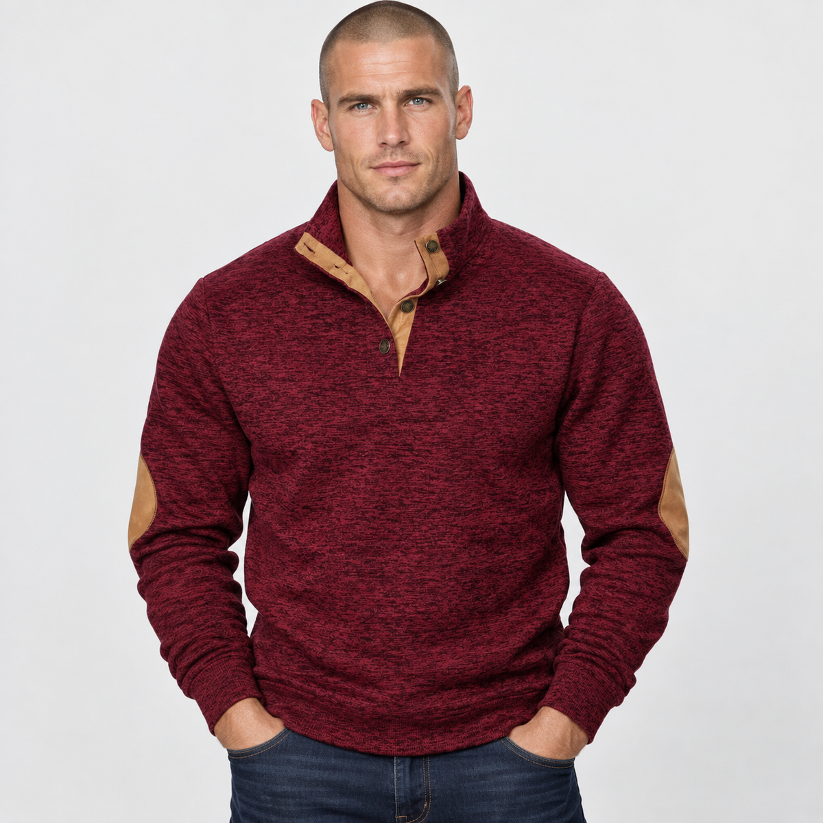 Men’s Collared Neck Pullover Sweater Solid Color Style