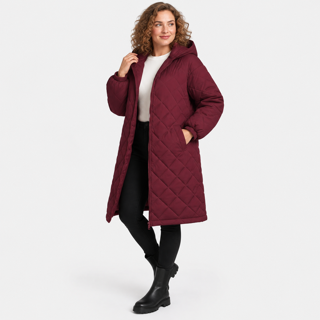 Women’s Long Hooded Puffer Coat Fleece Lined Winter Jacket