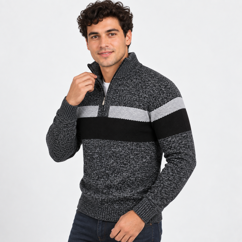 Men’s Stand Collar Pullover Sweater Warm Outerwear