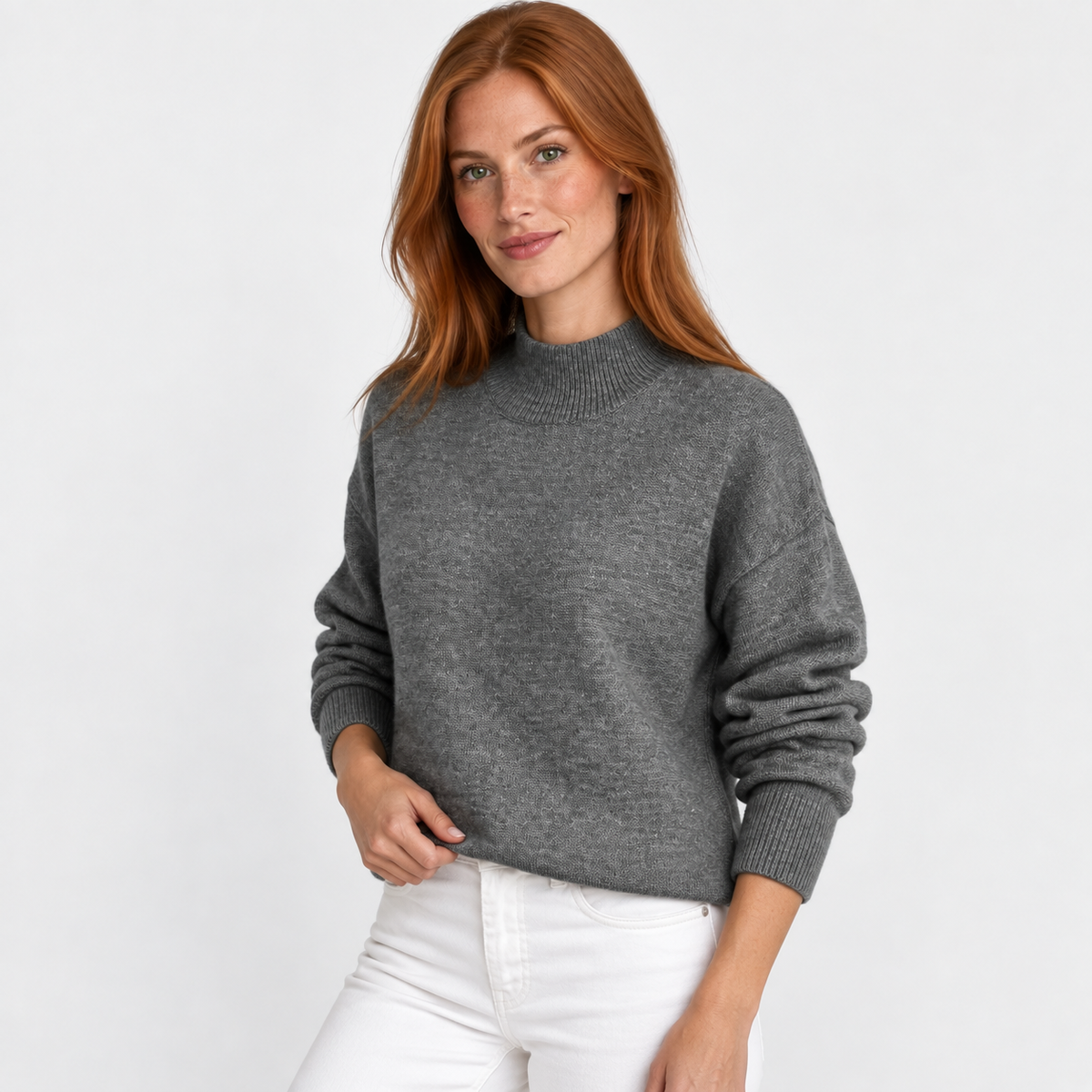 Women’s Minimalist Mock Neck Sweater Fall Winter Wear