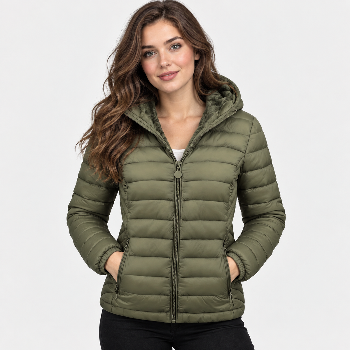 Women’s Lightweight Hooded Puffer Jacket Casual Winter Coat