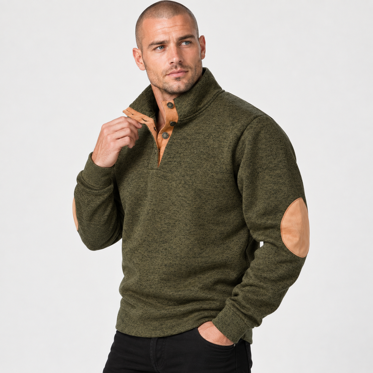 Men’s Collared Neck Pullover Sweater Solid Color Style