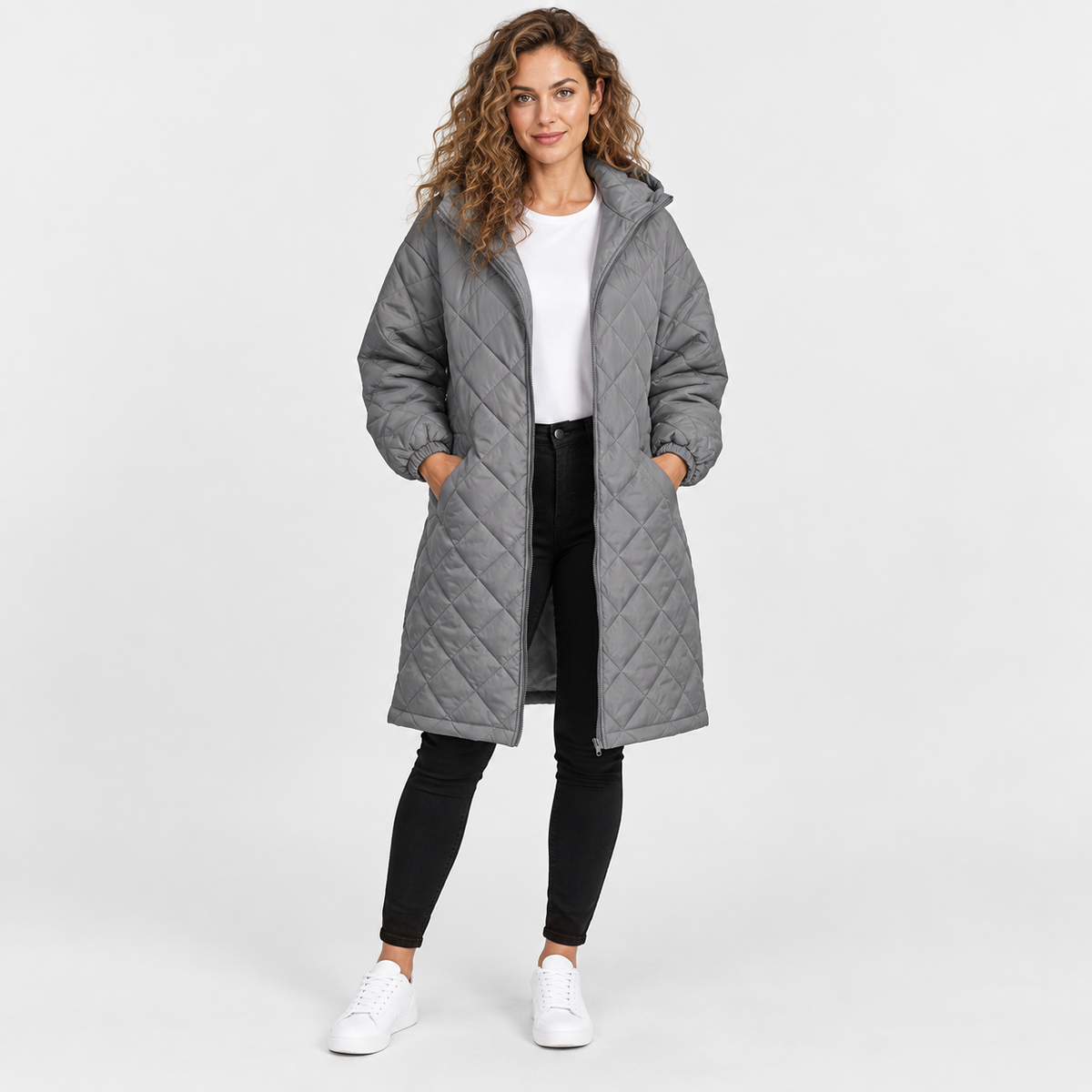 Women’s Long Hooded Puffer Coat Fleece Lined Winter Jacket