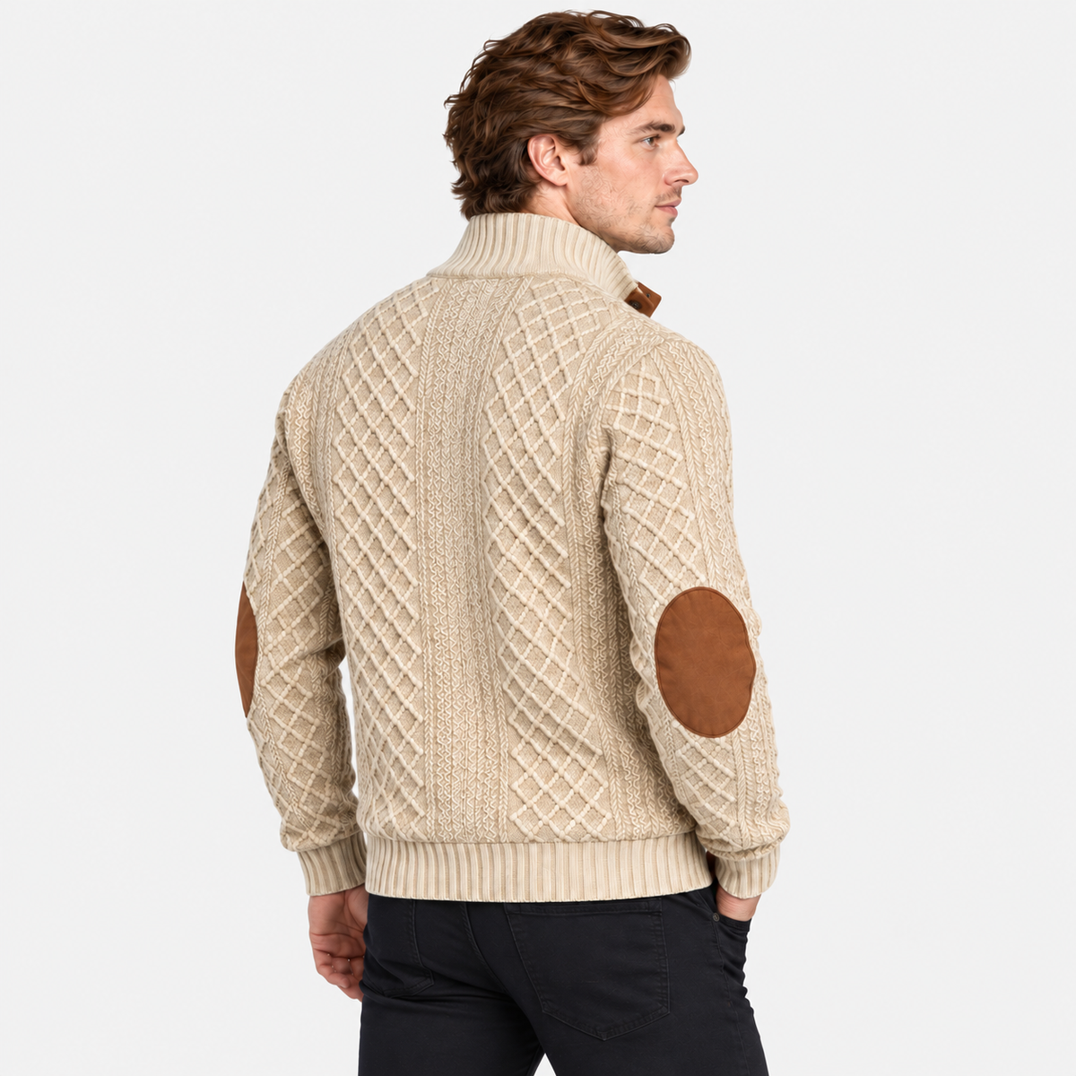 Men’s Button Neck Knit Sweatshirt Comfortable Everyday Wear