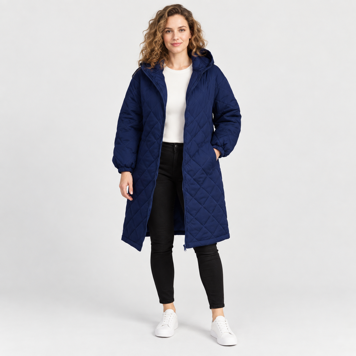 Women’s Long Hooded Puffer Coat Fleece Lined Winter Jacket