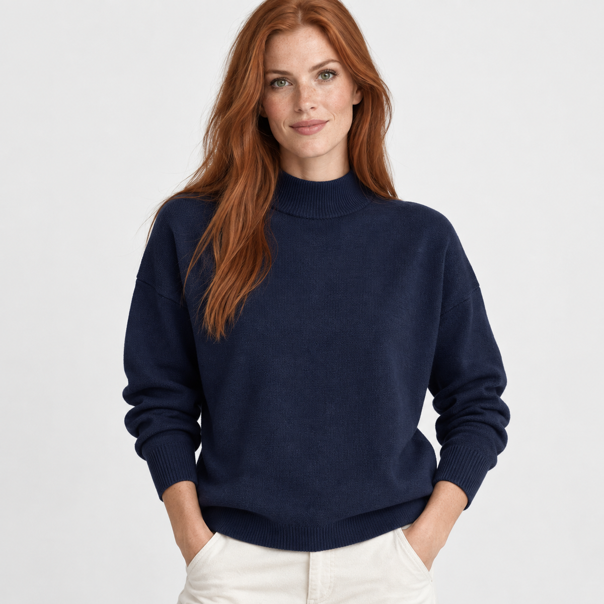 Women’s Minimalist Mock Neck Sweater Fall Winter Wear