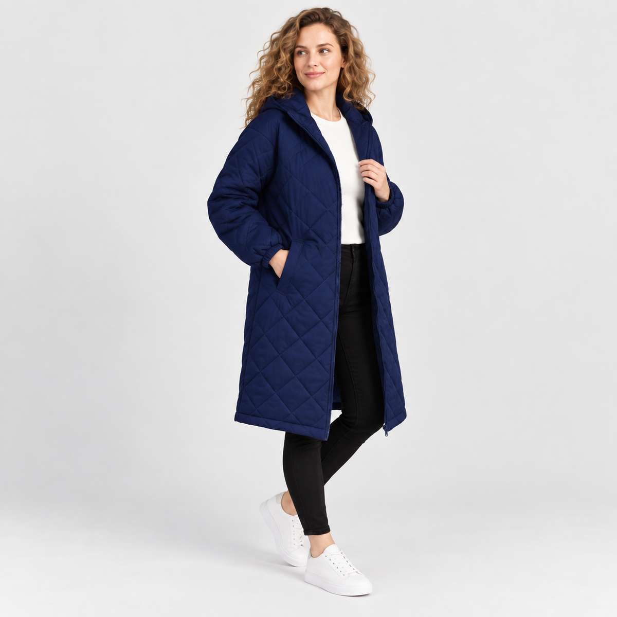 Women’s Long Hooded Puffer Coat Fleece Lined Winter Jacket