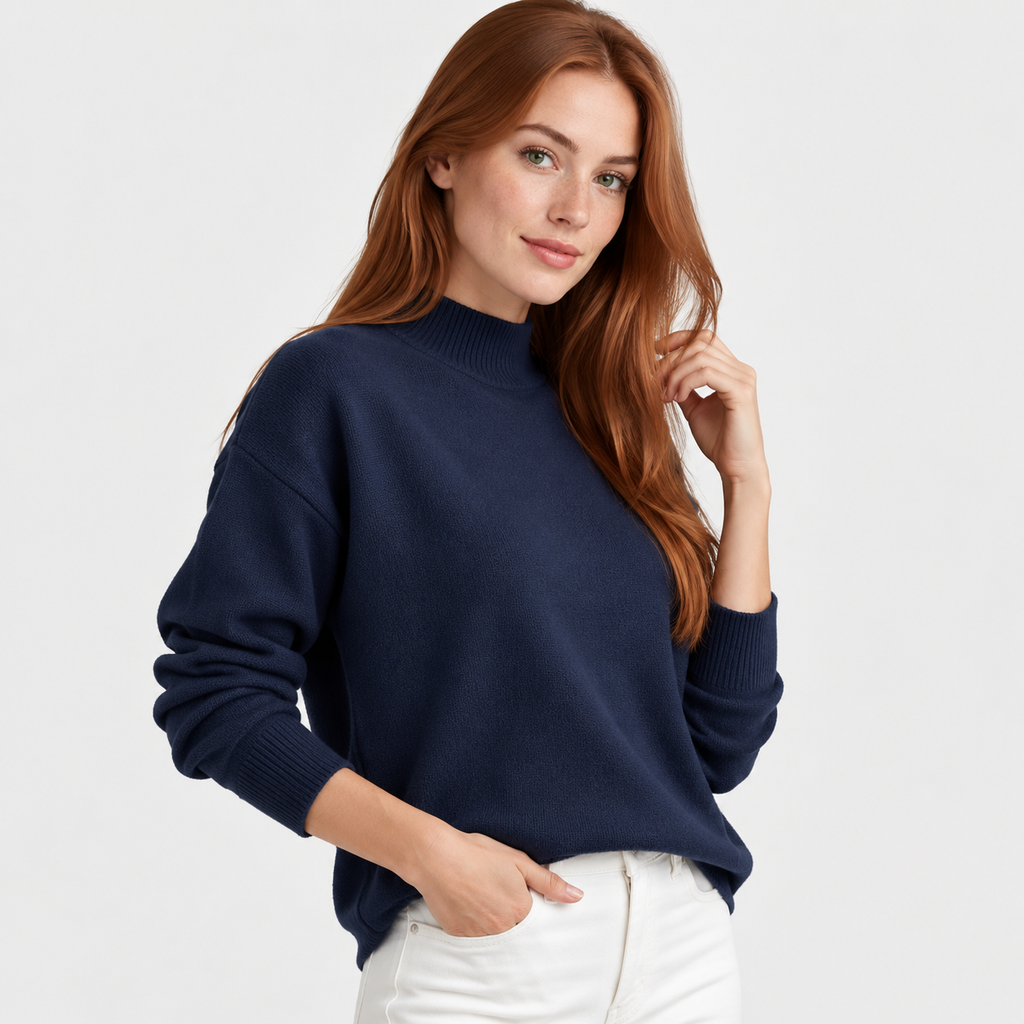 Women’s Minimalist Mock Neck Sweater Fall Winter Wear