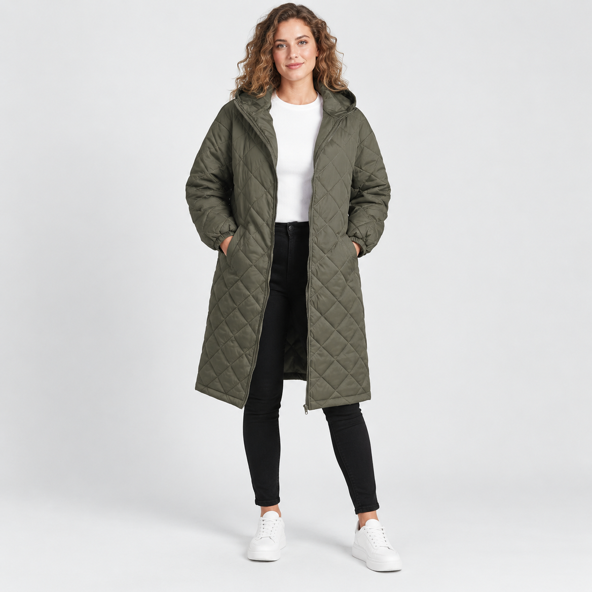 Women’s Long Hooded Puffer Coat Fleece Lined Winter Jacket