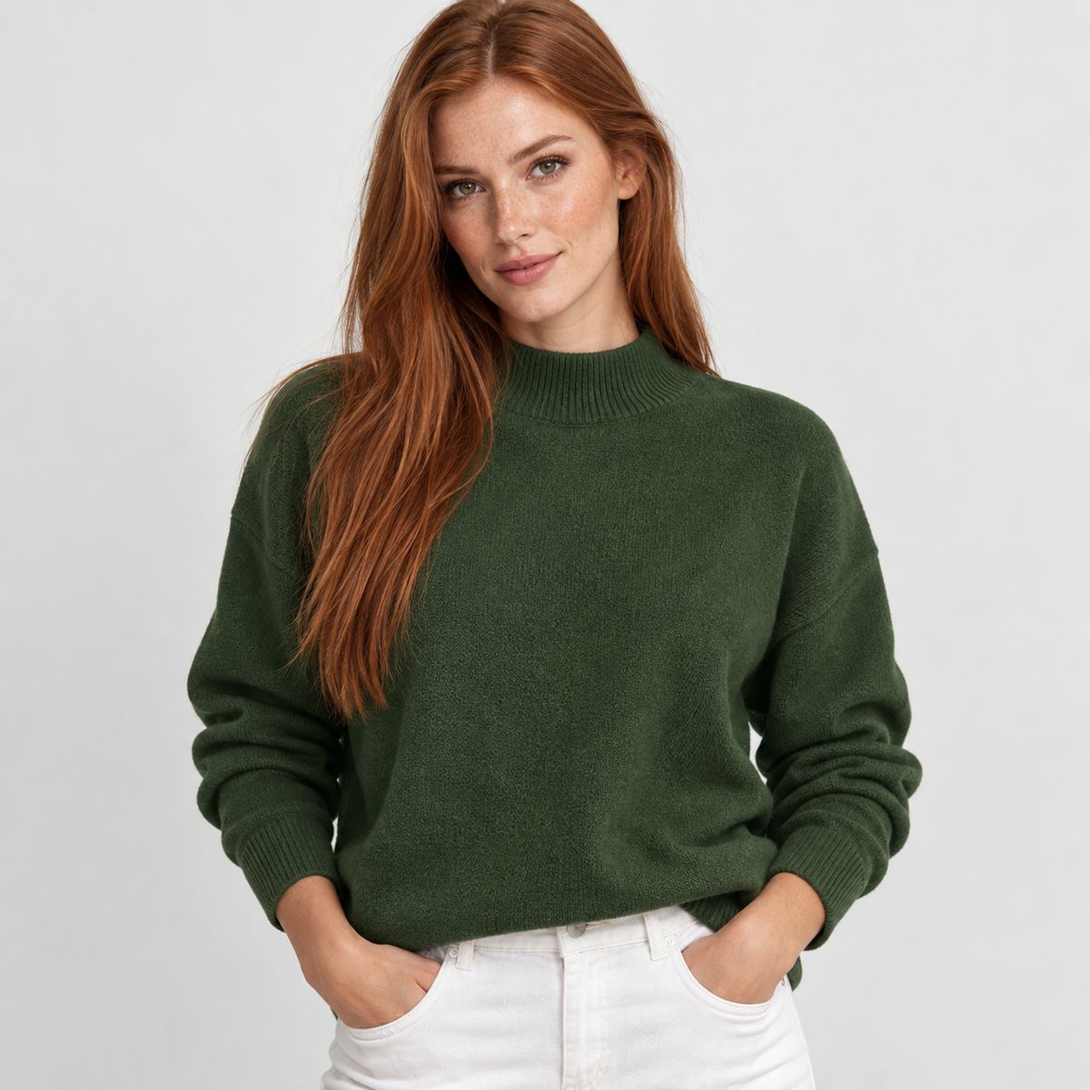 Women’s Minimalist Mock Neck Sweater Fall Winter Wear