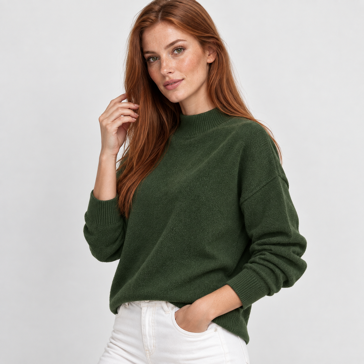 Women’s Minimalist Mock Neck Sweater Fall Winter Wear