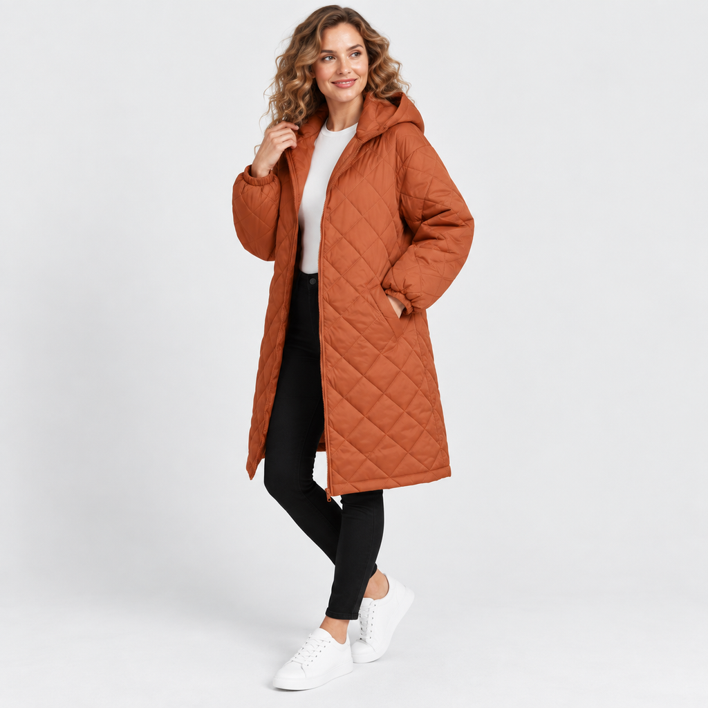 Women’s Long Hooded Puffer Coat Fleece Lined Winter Jacket