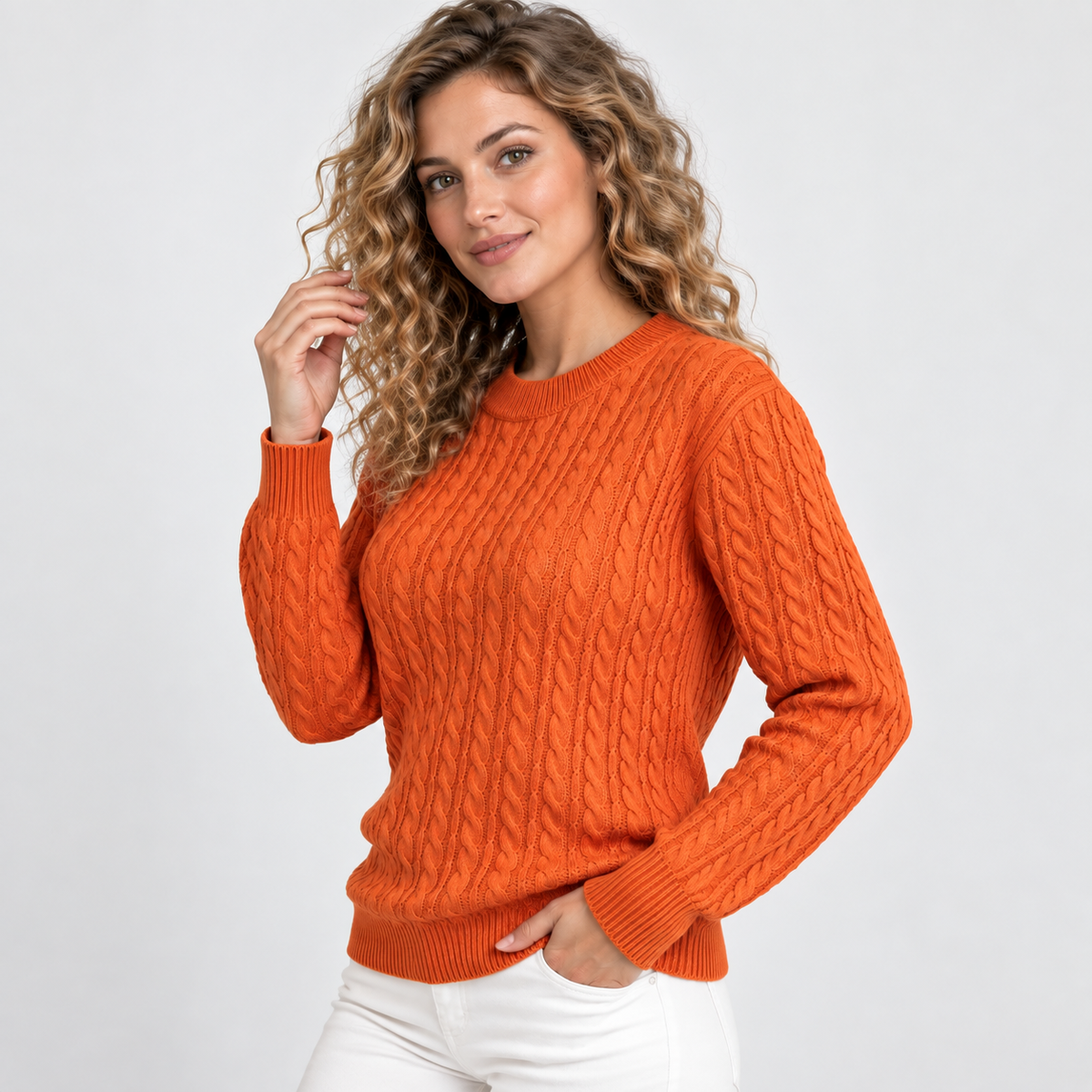 Women’s Rib Knit Crew Neck Sweater Loose Fit Pullover