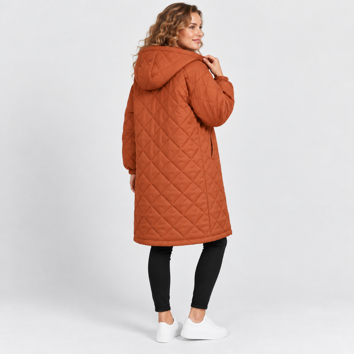 Women’s Long Hooded Puffer Coat Fleece Lined Winter Jacket