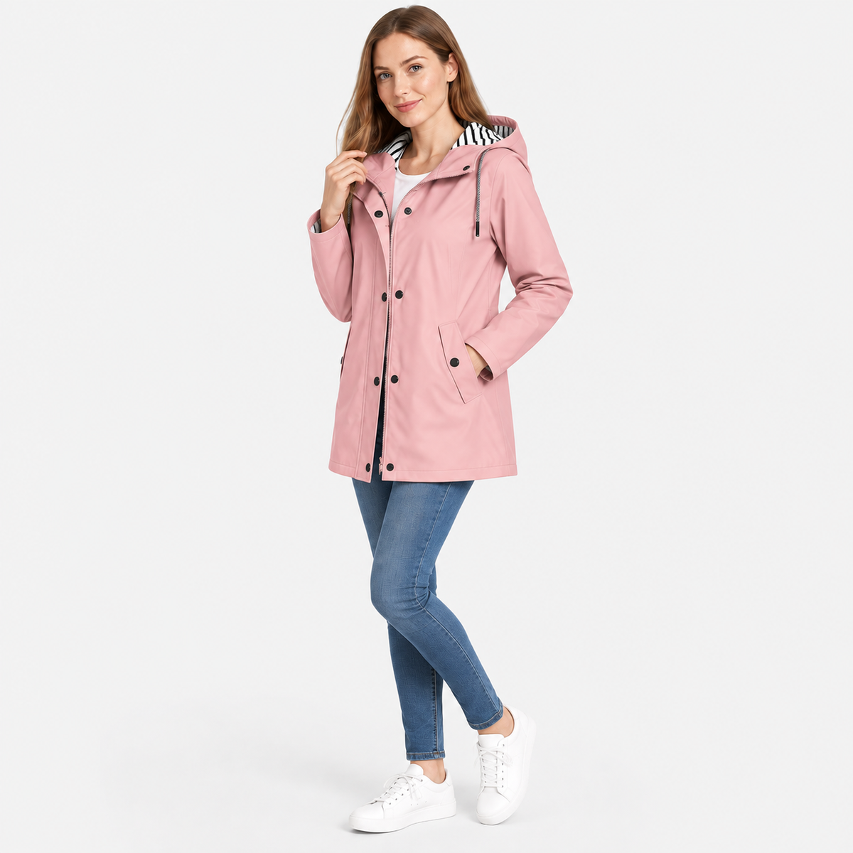 Women’s Lightweight Hooded Jacket Striped Lining Outerwear