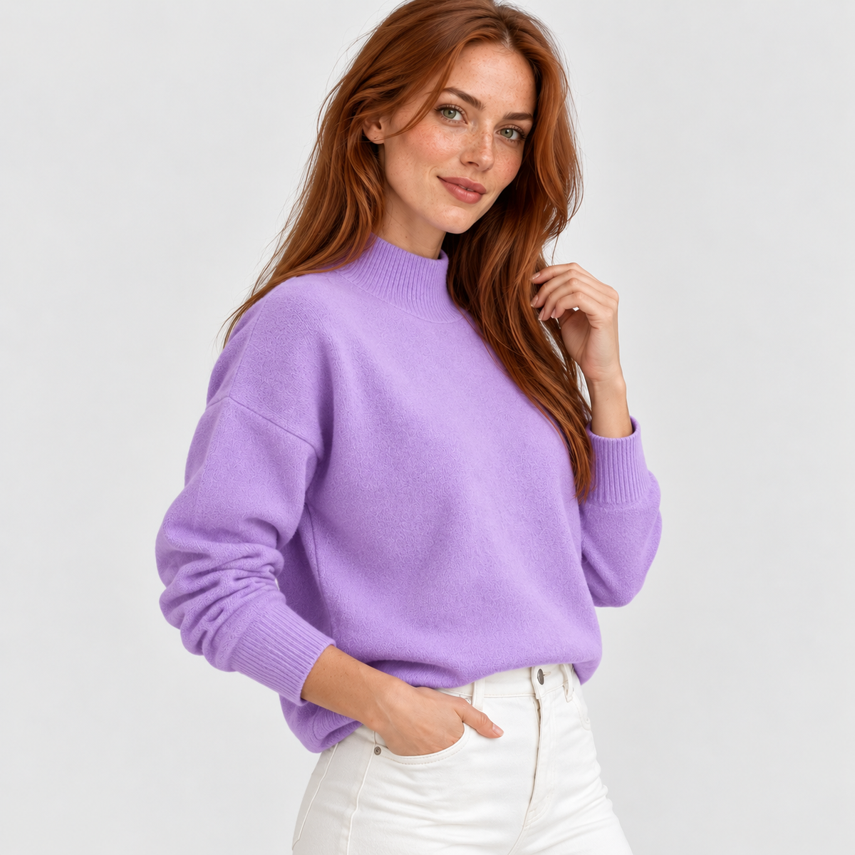Women’s Minimalist Mock Neck Sweater Fall Winter Wear