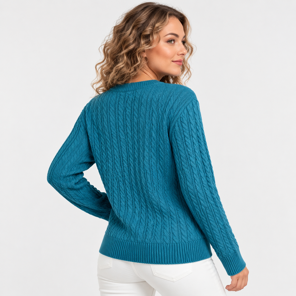 Women’s Rib Knit Crew Neck Sweater Loose Fit Pullover
