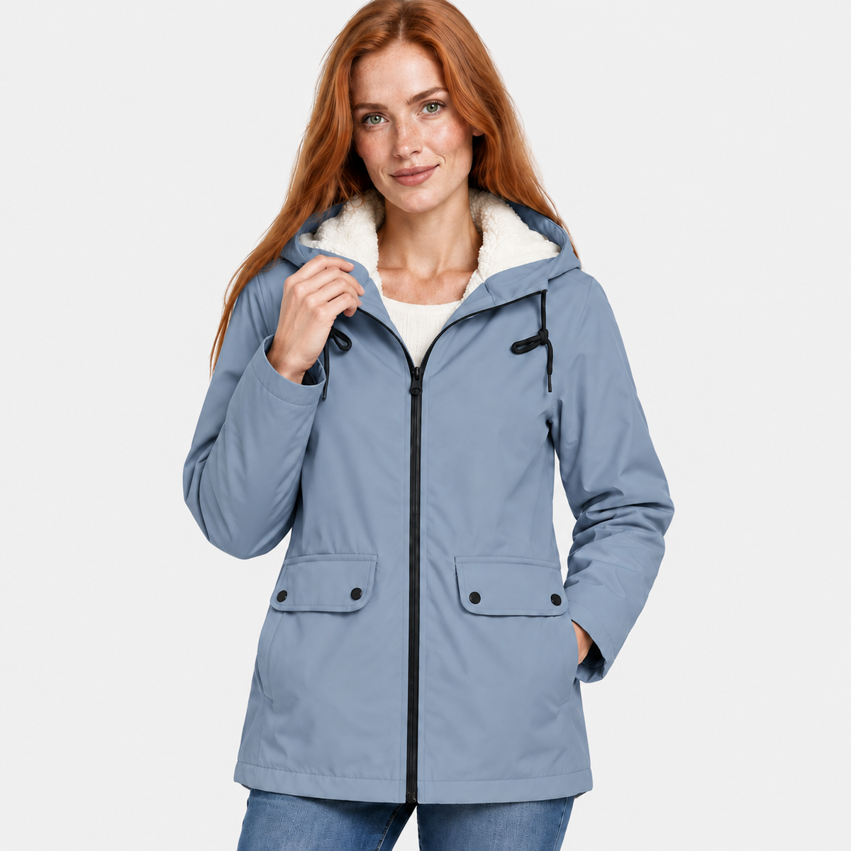 Women’s Warm Hooded Coat Plush Lined Casual Jacket