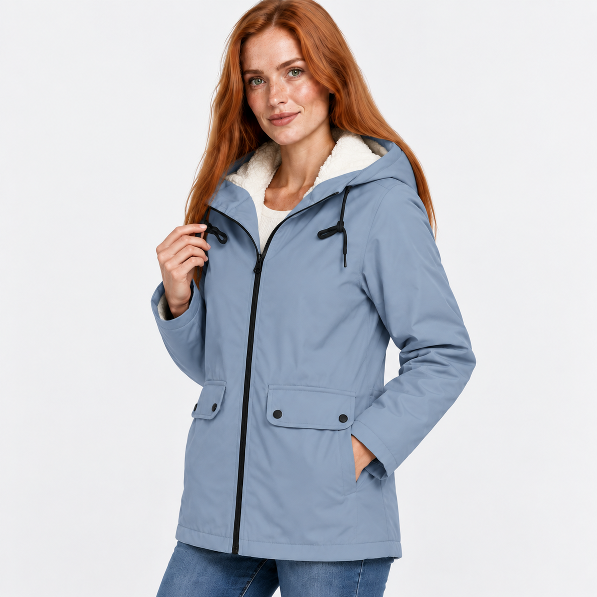 Women’s Warm Hooded Coat Plush Lined Casual Jacket