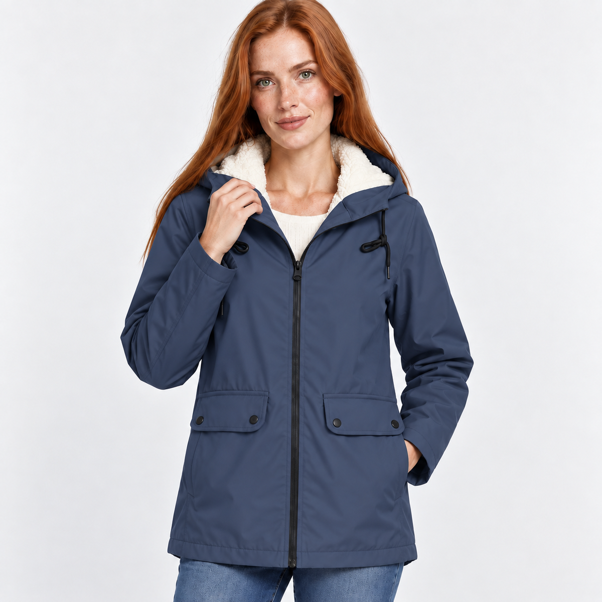 Women’s Warm Hooded Coat Plush Lined Casual Jacket