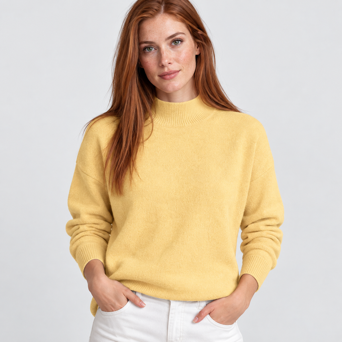 Women’s Minimalist Mock Neck Sweater Fall Winter Wear